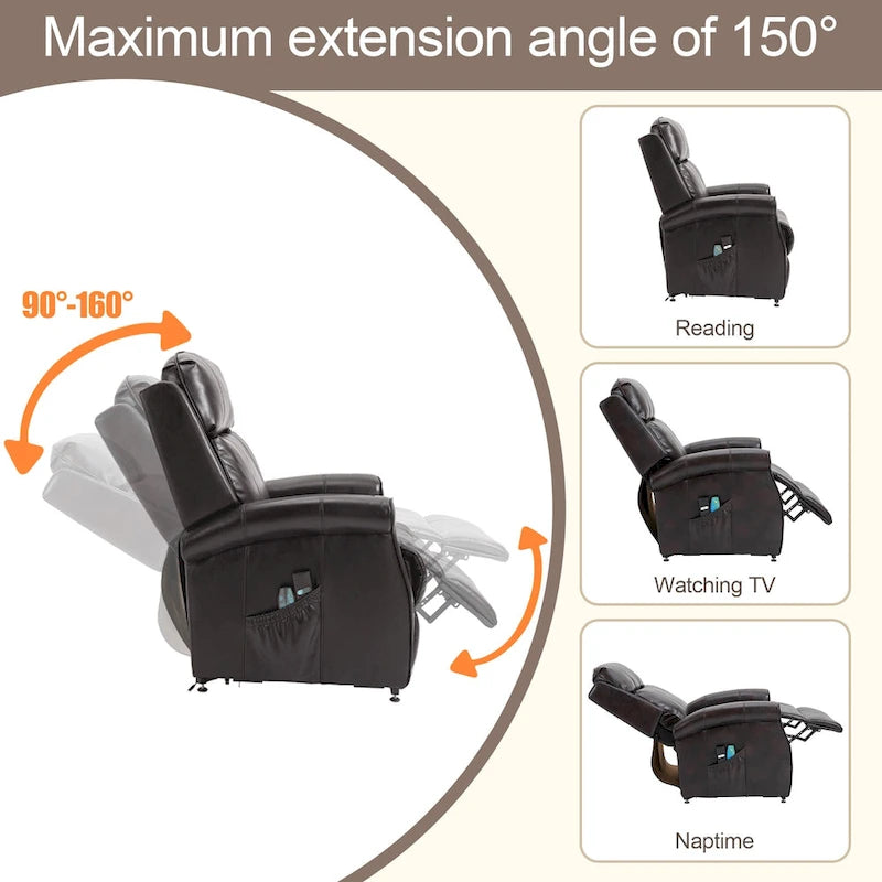 Sillón reclinable elevador eléctrico de piel sintética