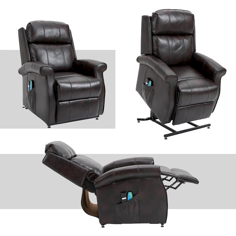 Sillón reclinable elevador eléctrico de piel sintética