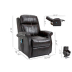 Sillón reclinable elevador eléctrico de piel sintética