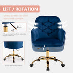Sillón giratorio de terciopelo con forma de concha para sala de estar, silla de oficina