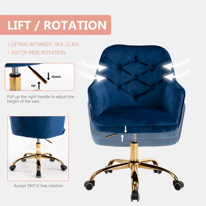 Sillón giratorio de terciopelo con forma de concha para sala de estar, silla de oficina