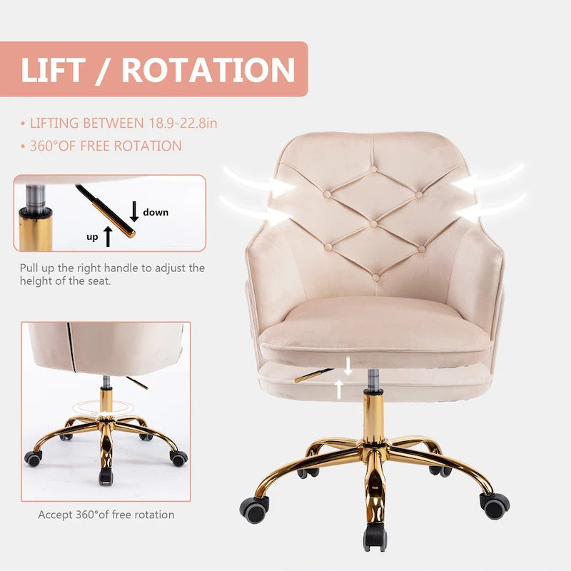 Sillón giratorio de terciopelo con forma de concha para sala de estar, silla de oficina