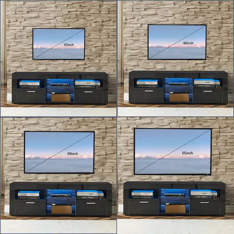 Mueble para TV de 51 pulgadas con luces LED RGB para televisores de hasta 69 pulgadas