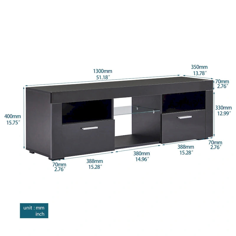 Mueble para TV de 51 pulgadas con luces LED RGB para televisores de hasta 69 pulgadas