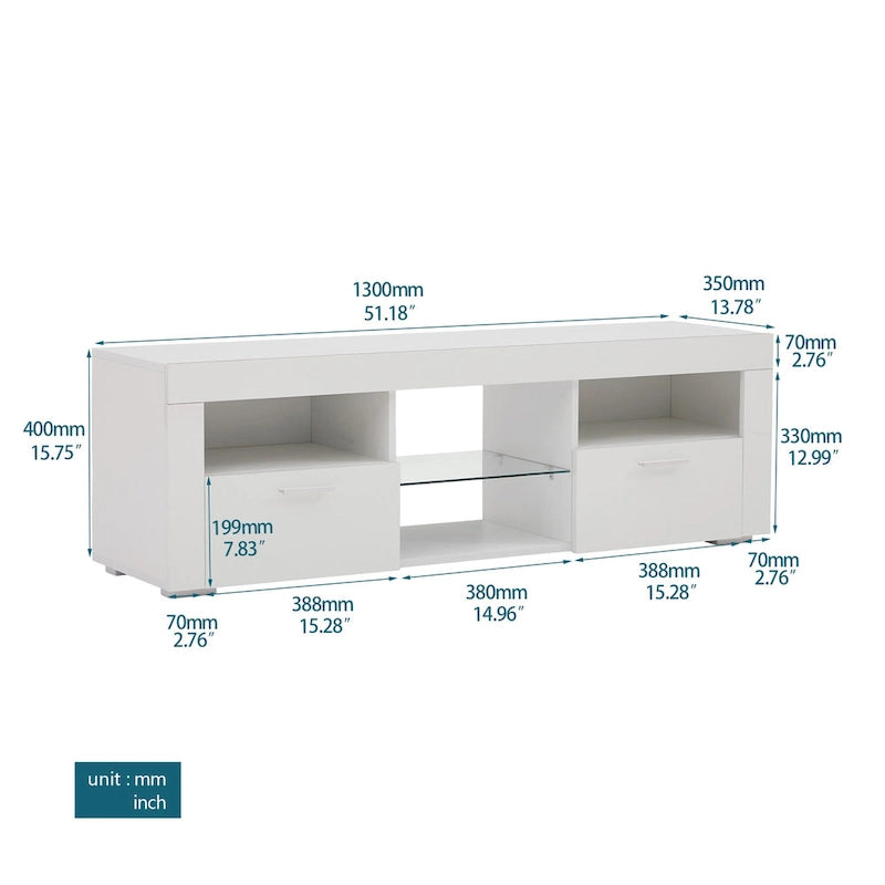 Mueble para TV de 51 pulgadas con luces LED RGB para televisores de hasta 69 pulgadas