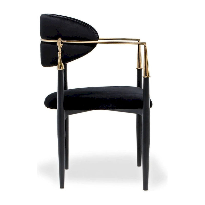 Silla de Comedor de Terciopelo con Estructura de Acero Dorado