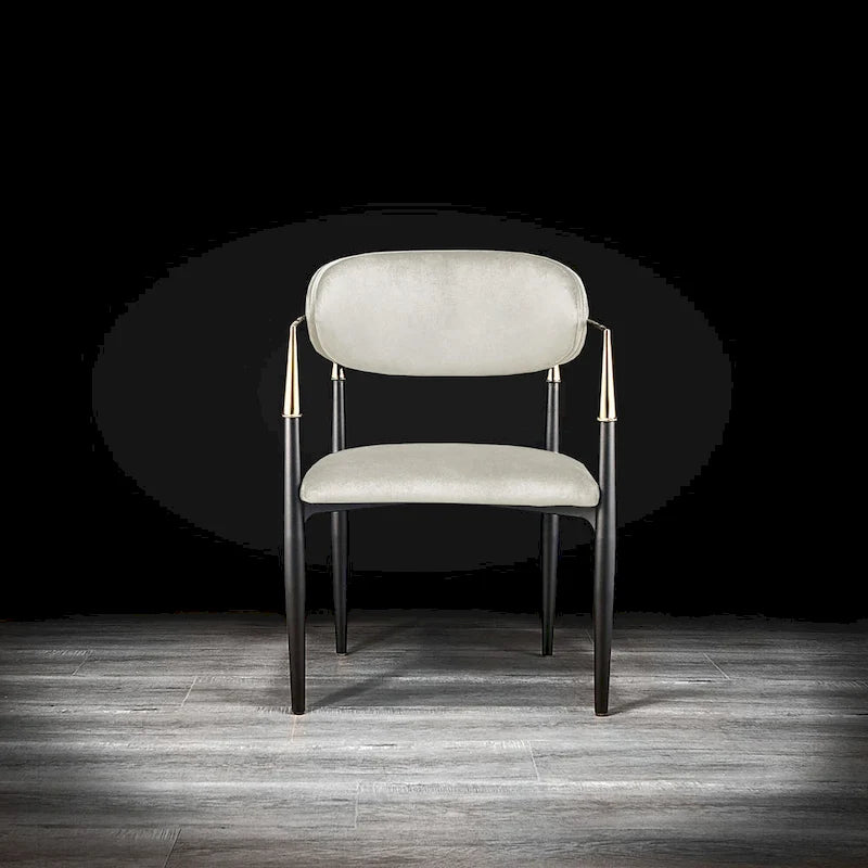 Silla de Comedor de Terciopelo con Estructura de Acero Dorado
