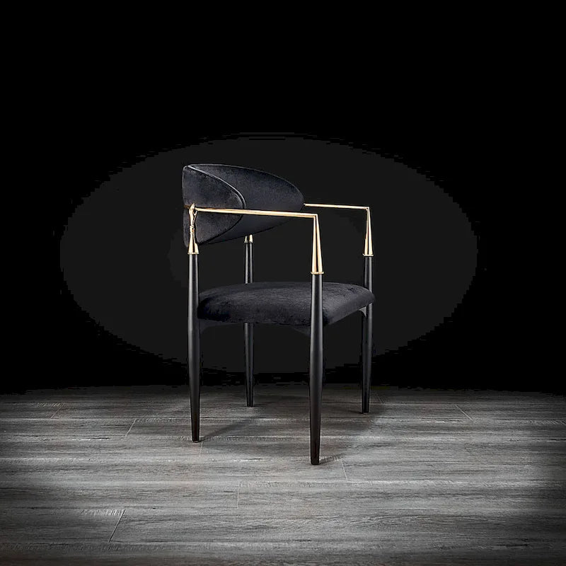 Silla de Comedor de Terciopelo con Estructura de Acero Dorado