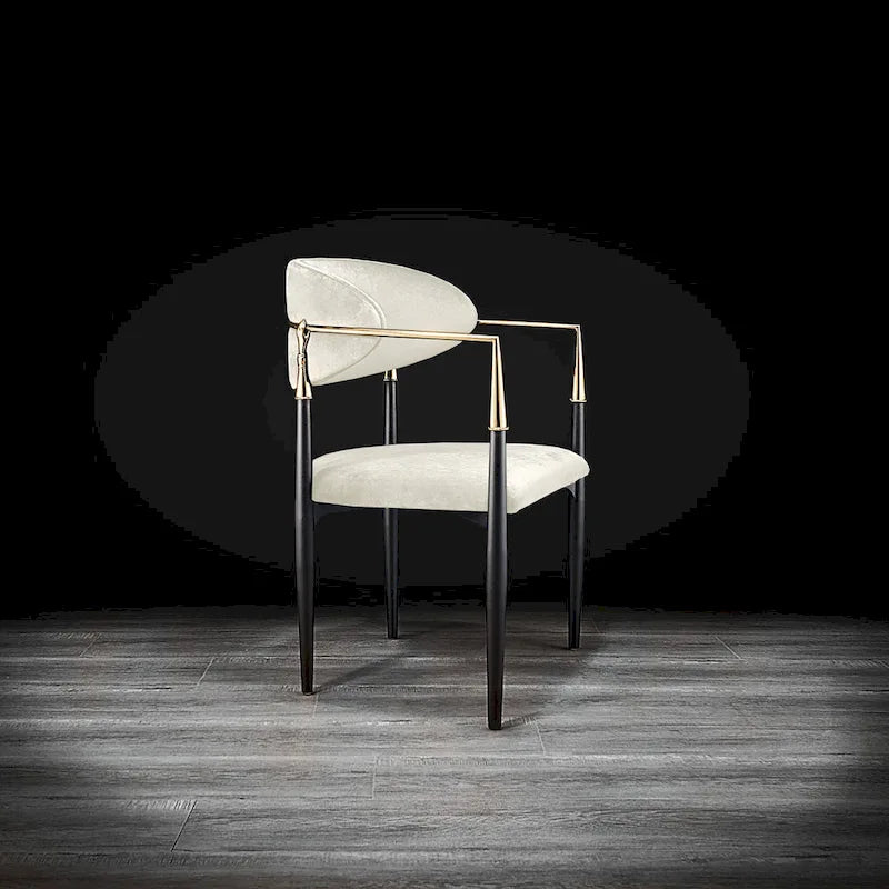 Silla de Comedor de Terciopelo con Estructura de Acero Dorado