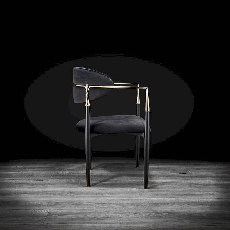 Silla de Comedor de Terciopelo con Estructura de Acero Dorado