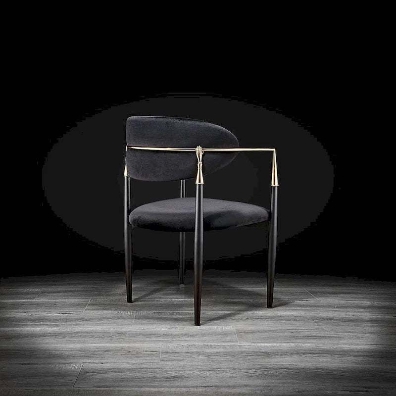 Silla de Comedor de Terciopelo con Estructura de Acero Dorado