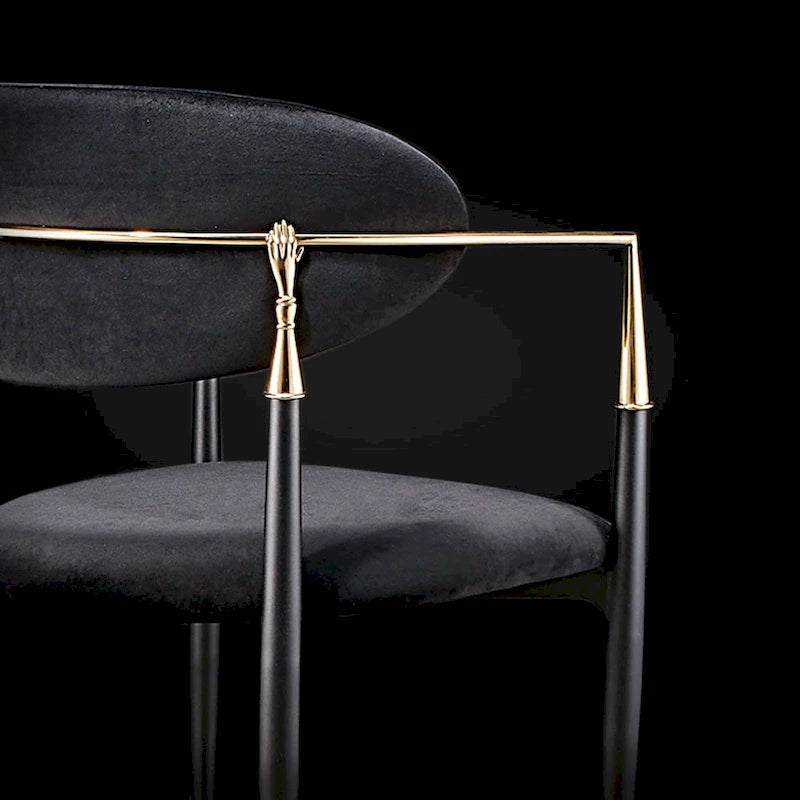 Silla de Comedor de Terciopelo con Estructura de Acero Dorado