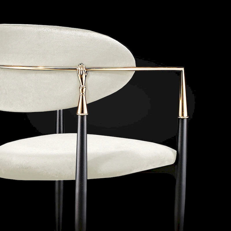 Silla de Comedor de Terciopelo con Estructura de Acero Dorado