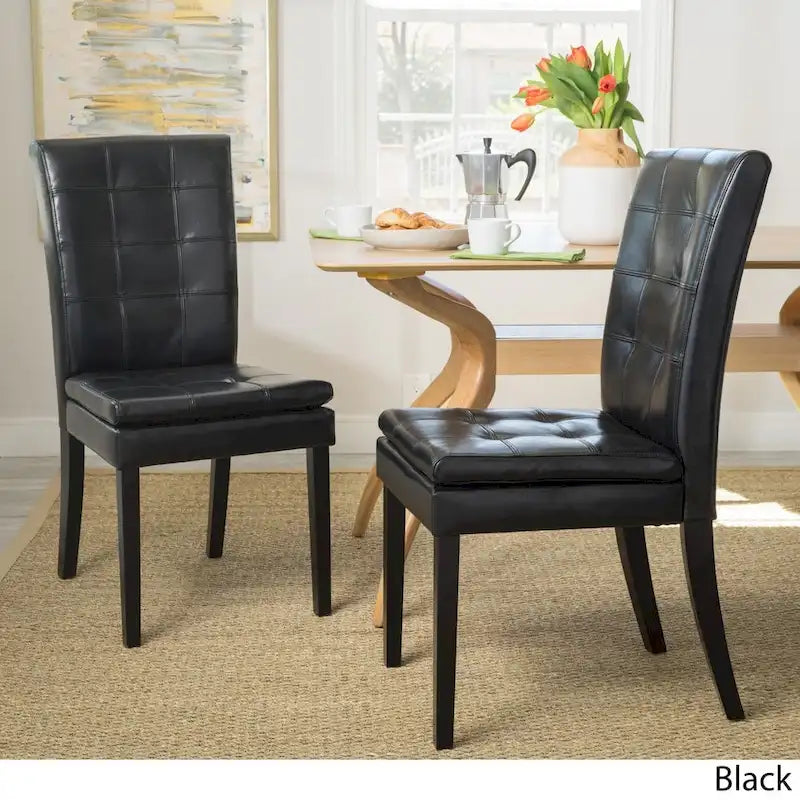 Sillas de comedor de cuero Crayton (juego de 2) de Christopher Knight Home