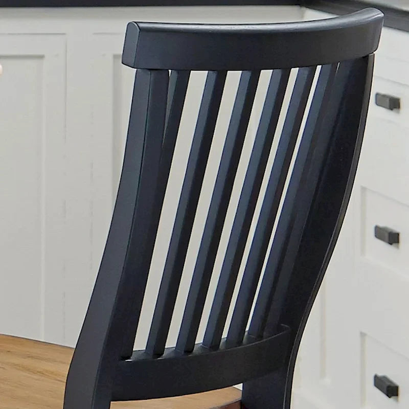 Taburete de mostrador negro y roble envejecido de 24 pulgadas