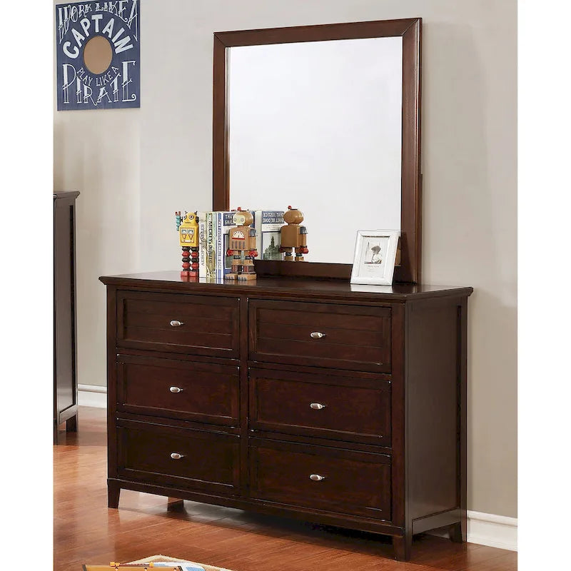 Cómoda Wese de madera maciza de 6 cajones, 56 pulgadas de ancho, de Furniture of America