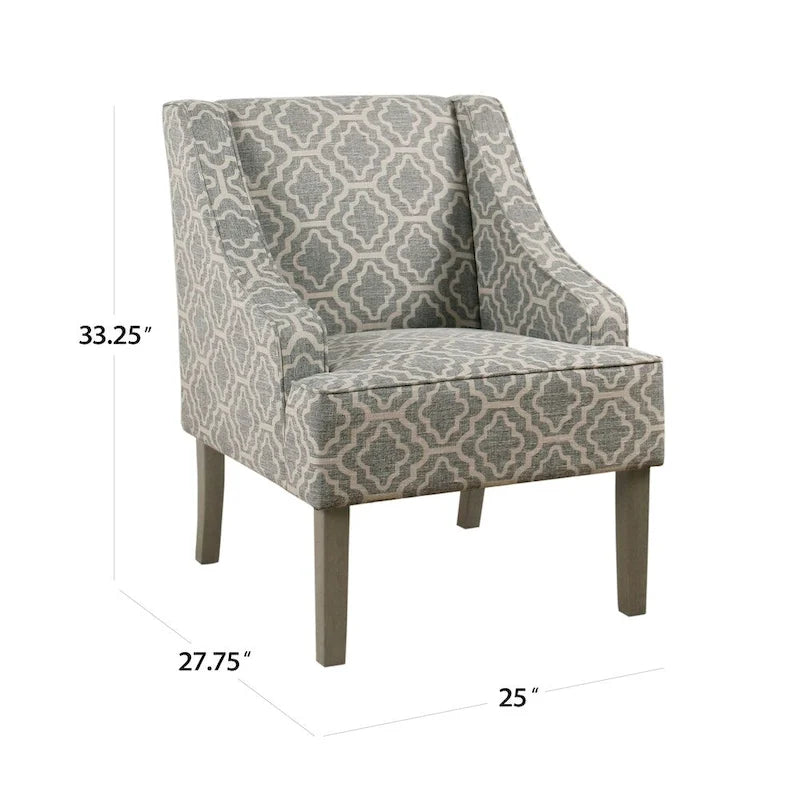 Sillón geométrico Ash Gray con reposabrazos curvos