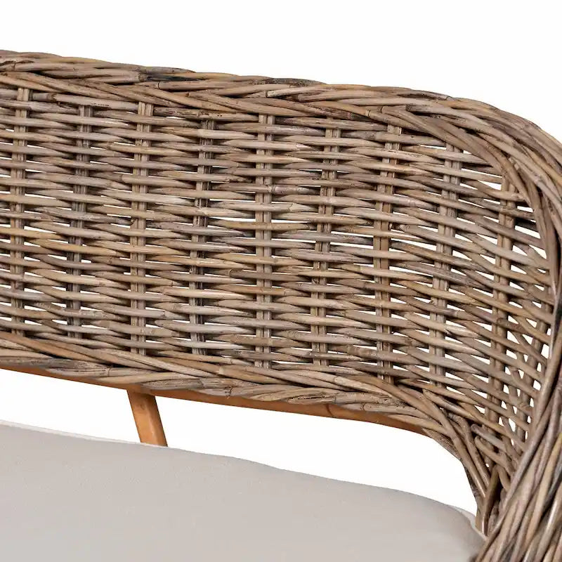 Juego de banqueta de comedor de ratán natural