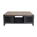 Mesa de centro Conner rústica negra y nogal oscuro de 48 pulgadas de acero con almacenamiento de Furniture of America