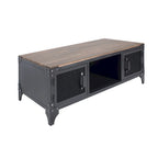 Mesa de centro Conner rústica negra y nogal oscuro de 48 pulgadas de acero con almacenamiento de Furniture of America