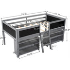 Cama nido baja individual con estantes, escalera y pizarra