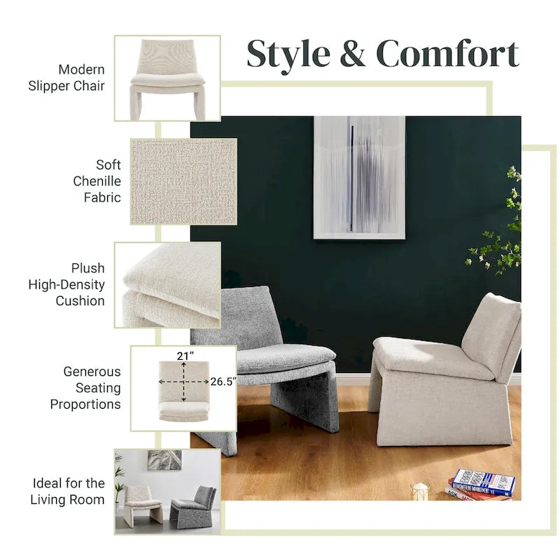 Sillón decorativo de chenilla Rooney