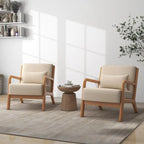 Mid-Century Modern Fabric Upholstered Wood Arm Chair