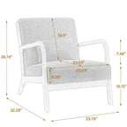 Sillón decorativo tapizado en tela con patas de madera