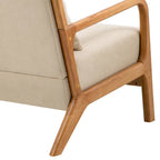 Sillón decorativo tapizado en tela con patas de madera