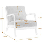 Sillón decorativo tapizado en tela con patas de madera