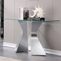 Mesa consola de lujo de 51 pulgadas, rectangular, para sofá, con superficie de vidrio templado rectangular y patas de metal
