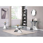 Mesa consola de lujo de 51 pulgadas, rectangular, para sofá, con superficie de vidrio templado rectangular y patas de metal