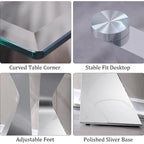 Mesa consola de lujo de 51 pulgadas, rectangular, para sofá, con superficie de vidrio templado rectangular y patas de metal