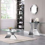 Mesa consola de lujo de 51 pulgadas, rectangular, para sofá, con superficie de vidrio templado rectangular y patas de metal
