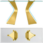 Mesa consola de lujo de 51 pulgadas, rectangular, para sofá, con superficie de vidrio templado rectangular y patas de metal