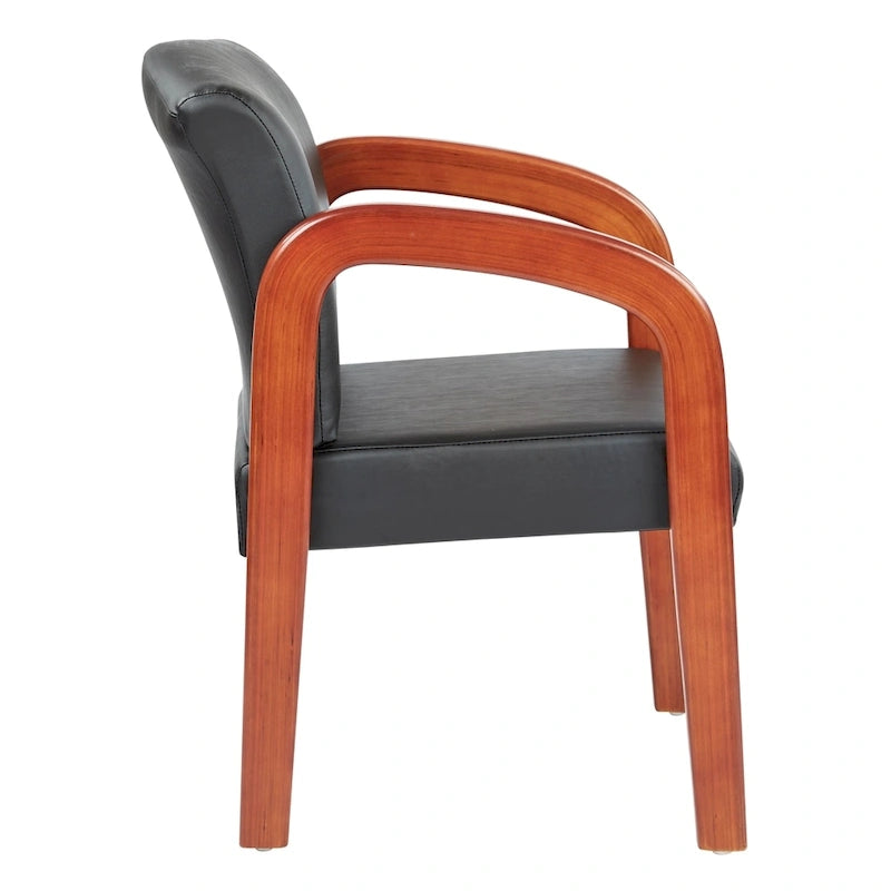 Silla de visitas de madera con acabado en roble