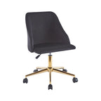 Silla de oficina giratoria de terciopelo con patas cromadas doradas