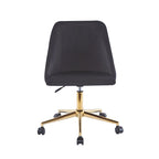 Silla de oficina giratoria de terciopelo con patas cromadas doradas