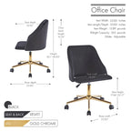 Silla de oficina giratoria de terciopelo con patas cromadas doradas