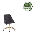 Silla de oficina giratoria de terciopelo con patas cromadas doradas