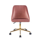 Silla de oficina giratoria de terciopelo con patas cromadas doradas