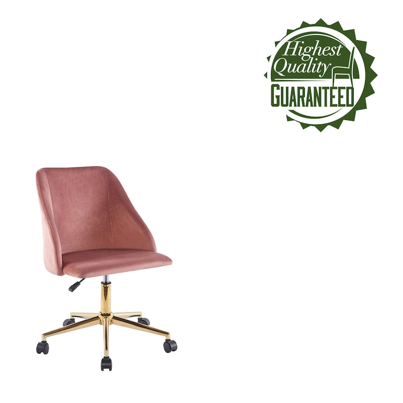 Silla de oficina giratoria de terciopelo con patas cromadas doradas