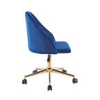 Silla de oficina giratoria de terciopelo con patas cromadas doradas