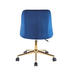 Silla de oficina giratoria de terciopelo con patas cromadas doradas