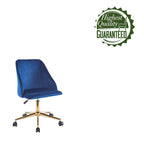 Silla de oficina giratoria de terciopelo con patas cromadas doradas