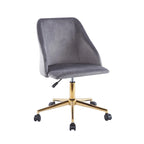 Silla de oficina giratoria de terciopelo con patas cromadas doradas