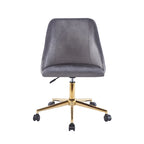 Silla de oficina giratoria de terciopelo con patas cromadas doradas