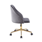 Silla de oficina giratoria de terciopelo con patas cromadas doradas