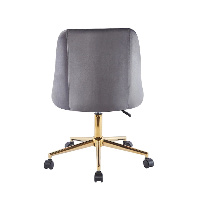 Silla de oficina giratoria de terciopelo con patas cromadas doradas