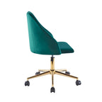 Silla de oficina giratoria de terciopelo con patas cromadas doradas